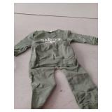 Baby Girl 2Pcs Fall Outfits Fuzzy Letter Embroidery Long Sleeve Sweatshirt + Solid Color Pants (12-18 months)