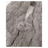 Womens Gray Hooded Robe, Medium
