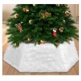 Gray Faux Fur 5 Sided Christmas Tree Collar