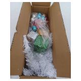 4Es Novelty 23 Inch Mini White Christmas Tree With Lights