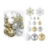 Syhood Glitter Christmas Ball Ornaments, Glitter White