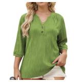Dolnine Womens Top, Light Green, 5XL
