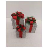 Set of 3 Christmas Lighted Gift Boxes, Battery Operated