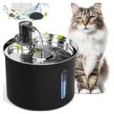 Stainless Steel Cat Water Fountain, Black, 3 Liter