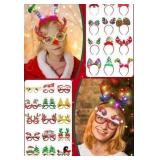 Christmas Party Accessories Bundle - Headbands and Glasses Set
