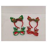Christmas Party Accessories Bundle - Headbands and Glasses Set