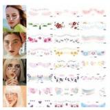 Decorative Face Temporary Tattoo Sticker Set- 3 packs of 14