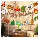 Camping Theme Birthday Party Banners and Balloons
