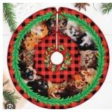 Cat Christmas Tree Skirt & Holiday Paper Plates