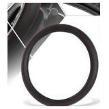 15-inch Leather Steering Wheel Cover with Red Stitching