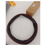15-inch Leather Steering Wheel Cover with Red Stitching