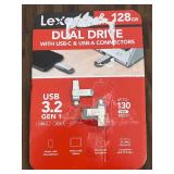 Lexar DUAL DRIVE with USB-C & USB-A. 3.2 GEN 1 (128GB x 2 PACK) Lexar DUAL DRIVE with USB-C & USB-A. 3.2 GEN 1 (128GB x 2 PACK)