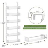 DAOTENGQL 6-Tier Over The Door Pantry Organizer with Mesh Baskets, Adjustable & Stable Hanging Spice Rack for Kitchen, Bathroom, Bedroom, and Baby Essentials Storage (16 W 6-Tiers, White)