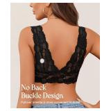 Avidlove Bralettes for Women Lace Bra Longline Bralette Deep V Triangle Sexy Everyday Lingerie Bras Non Padded Black 2XL