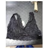 Avidlove Bralettes for Women Lace Bra Longline Bralette Deep V Triangle Sexy Everyday Lingerie Bras Non Padded Black 2XL