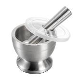 Bekith Mortar and Pestle Sets 18/8 Brushed Stainless Steel Spice Grinder Pill Crusher Molcajete Herb Bowl