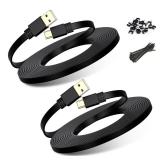 Basesailor Micro USB Power Cable 30FT 2Pack,9M Flat Micro USB Charging Power Cord,Charger for Wyze Cam Pan V4,Yi Cam,Nest Cam,Blink Mini/XT/XT2/3rd Gen Camera,Arlo Q,Furbo Dog,Netvue,Xbox Controller