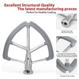 6QT Stainless Steel Flex Edge Beater for KitchenAid Mixer Professional 6 Quart Paddle Attachment Compatible with Kitchen Aid Accessories KD2661X, KP2671X with Silicone Edges Scraper