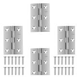 Stainless Steel 3 Inch Folding Hinges for Furniture Door Window Case Lid and Wooden Box Chest, Pack of 4