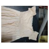 Women Summer Casual Short Puff Sleeve Square Neck Cottagecore Flowy Split Maxi Beach Long Dress Cream Large