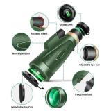 Monocular Telescope 80x100 High Power with Smartphone Adapter Tripod,Larger Vision Monoculars for Adults with BAK4 Prism & FMC Lens, Suitable for Bird Watching Hunting Hiking Camping Wildlife-Green