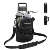 NATURE PIONEOR Water Bottle Holder with Strap,Water Bottle Carrier Bag Sling Sleeve with Adjustable Shoulder Strap & Handle and Large Phone Pocket for Walking,Hiking,Travelling for 32oz/40oz/46oz
