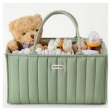 Blissful Diary Baby Diaper Caddy Organizer, Stylish Storage Basket for Newborn Essentials and Diaper Station, Gift for Baby Shower and Registry Must-Have, Sage Green
