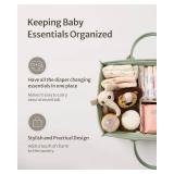 Blissful Diary Baby Diaper Caddy Organizer, Stylish Storage Basket for Newborn Essentials and Diaper Station, Gift for Baby Shower and Registry Must-Have, Sage Green