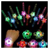 SCIONE 24 Pack LED Light Up Fidget Spinner Bracelets, Glow in The Dark Party Favors for Kids 4-8 8-12, Treasure Box Toys, Birthday Gifts, Carnival Prizes, Halloween Goodie Bags Stuffers for Kids