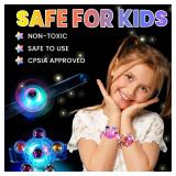 SCIONE 24 Pack LED Light Up Fidget Spinner Bracelets, Glow in The Dark Party Favors for Kids 4-8 8-12, Treasure Box Toys, Birthday Gifts, Carnival Prizes, Halloween Goodie Bags Stuffers for Kids