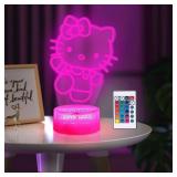 LOUHH Kitty Night Light, 3D LED 16 Color Intelligent Remote Control Lamp for Christmas Gifts Children