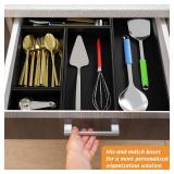 Black Bamboo Drawer Organizer - Silverware&Utensil Holder Organizer for Kitchen Drawers, Multi-Use Drawer Dividers Boxes for Bathroom Counterï¼Cabinet, Garage, Office Desk, Makeup, Jewelry (1232.5
