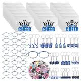 Huquary Bulk Pcs Gifts for Cheerleader Cheer Gifts Bulk Cheer Makeup Bag & Keychain & Bracelet & Waterproof Stickers for Women Girls Teammates Gift Team(Blue)