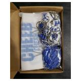 Huquary Bulk Pcs Gifts for Cheerleader Cheer Gifts Bulk Cheer Makeup Bag & Keychain & Bracelet & Waterproof Stickers for Women Girls Teammates Gift Team(Blue)