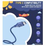 Cowyawn USB Type C Kids Headphones for School, Wired Toddler Headphones, 94dB Volume Limited, HD Stereo Sound, Foldable Lightweight On-Ear Wired Headphones for Kids/Children/Teens/Boys (Dark Blue)