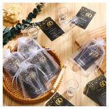 FillTouch 50 Sets Birthday Party Favors for Guests Bulk, 1.4 oz Cheers to 40/45/50/55/60/65 Years Plastic Personalized Glasses Cups with Thank You Cards Gift Bag for Birthday Wedding (Black 60 Years)