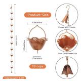 giole 8.2 ft Rain Chain, Lotus Rain Chains for Gutters with 10 Cups, Adjustable Copper Rain Catcher Chains with Bell for Gutters, Eaves, Drainage, Replacement Downspout