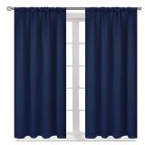 BGment Blackout Curtains for Bedroom 45 Inch Length - Room Darkening Drapes Thermal Insulated with Rod Pocket for Short Living Room Kitchen Bathroom Window, 42 x 45 Inch, 2 Panels, Navy Blue