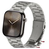 Anlinser No Tool Needed Bands Compatible with Apple Watch Band 42mm 41mm 40mm 38mm for Women Men, Stainless Steel Metal Strap Designed for Series 11 10 9 8 7 6-1 SE (Titanium)