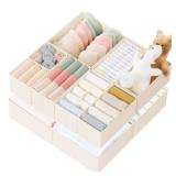 Criusia Drawer Organizer Clothes, 10 Pack Dresser Organizer for Baby Clothes, Underwear, Sock- Foldable Closet Organization and Storage Dividers Bins for Nursery, Bedroom (Beige)
