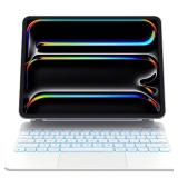 CHESONA for ipad pro 13 case 2024 with Keyboard, Easy-Set Floating Cantilever Stand, Smart Trackpad, 7 Color Backlit with Battery Digital Display, Magnetic Keyboard for iPad Pro 13 (M4), White