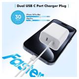 iPhone 15 Charger,Apple Charger Fast Charging,2Pack Dual Port Power Delivery Apple Charging Block,2Pack 6FT USB C to C iPhone 16 Charge Cable,USB C Charge for iPhone 16/15 Pro/iPad Pro/iPad Air/Mini