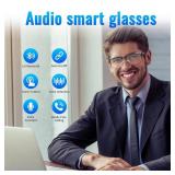 GenXenon Bluetooth Audio Smart Glasses, Blue Light Glasses for Women and Men, Open Ear Sound with Mic & Speakers, Blue Light Filter & Polarized Sunglasses Lenses, Voice Assistant(Gold)