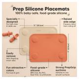 KeaBabies 2-Pack Silicone Placemats for Toddlers - 12x9 Non Slip Suction Baby Silicone Placemat for Kids Eating, Easy to Clean, Busy Travel Baby Mat for Dining Table, Food Grade/BPA-Free (Terracotta)