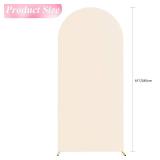 Wokceer 6FT Wedding Arch Backdrop Cover Spandex Fitted Beige Arch Covers Round Top Chiara Arches Cover for Wedding Birthday Party Ceremony Banquet Decoration