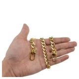 HAHIYO Purse Chain Strap 15.7 Inches Yellow Gold for Shoulder Cross Body Sling Handbag Clutch Replacement Comfortable Flat 0.4 Wide 2.4mm Extra Thick Metal 1 Pack