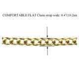 HAHIYO Purse Chain Strap 15.7 Inches Yellow Gold for Shoulder Cross Body Sling Handbag Clutch Replacement Comfortable Flat 0.4 Wide 2.4mm Extra Thick Metal 1 Pack