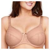 Full Figure Plus Size Lace Comfort Wonderwire Bra Underwire #9855 Cappuccino 38C