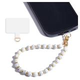 Lostars Marble Beaded Phone Wrist Strap,Detachable Phone Bracelet Strap with Tether Tab,Hands-Free Wristlet Strap (Marble-White)