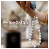 Lostars Marble Beaded Phone Wrist Strap,Detachable Phone Bracelet Strap with Tether Tab,Hands-Free Wristlet Strap (Marble-White)